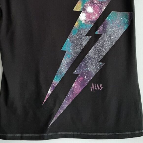 AEROPOSTALE Galaxy Thunderbolt Short Sleeve V-Neck T-Shirt Sz M - Picture 3 of 5